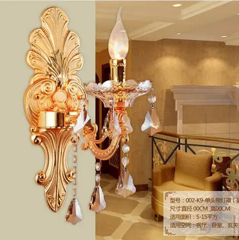 GobekUsa Gold Crystal Wall Light Indoor Lamp - Elegant Alloy Crystal Candle Design by Decorbites